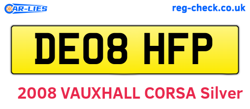 DE08HFP are the vehicle registration plates.