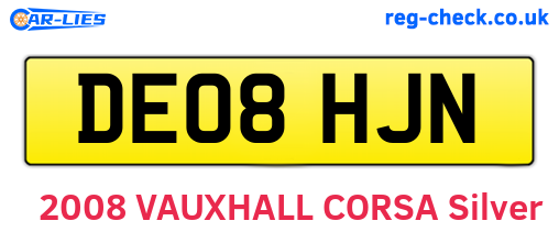 DE08HJN are the vehicle registration plates.