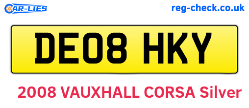 DE08HKY are the vehicle registration plates.
