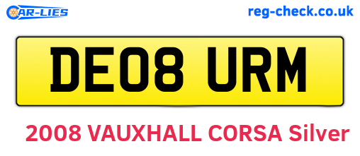 DE08URM are the vehicle registration plates.