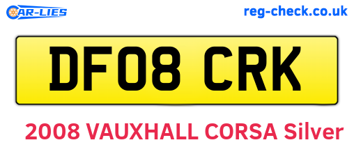DF08CRK are the vehicle registration plates.