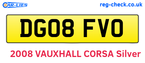 DG08FVO are the vehicle registration plates.