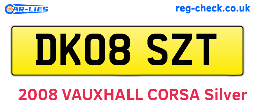 DK08SZT are the vehicle registration plates.