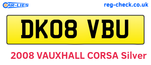DK08VBU are the vehicle registration plates.