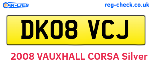 DK08VCJ are the vehicle registration plates.