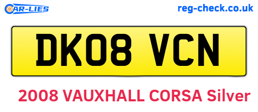 DK08VCN are the vehicle registration plates.
