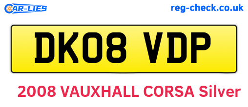 DK08VDP are the vehicle registration plates.