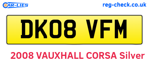 DK08VFM are the vehicle registration plates.
