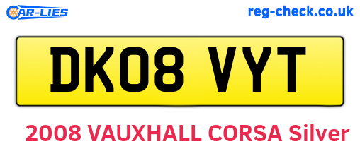 DK08VYT are the vehicle registration plates.