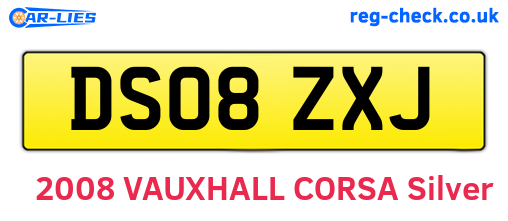 DS08ZXJ are the vehicle registration plates.