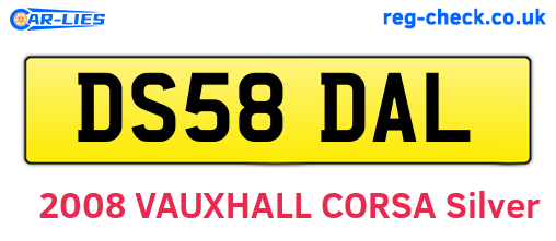 DS58DAL are the vehicle registration plates.