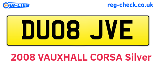 DU08JVE are the vehicle registration plates.