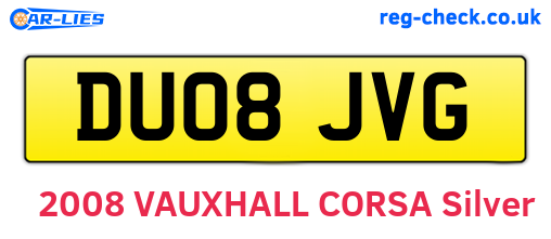 DU08JVG are the vehicle registration plates.