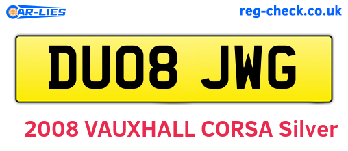 DU08JWG are the vehicle registration plates.