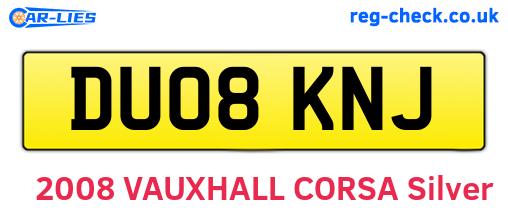 DU08KNJ are the vehicle registration plates.