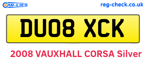 DU08XCK are the vehicle registration plates.