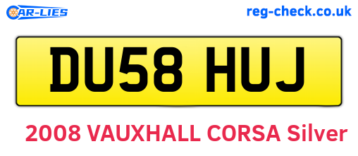 DU58HUJ are the vehicle registration plates.