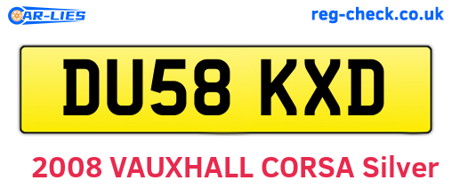 DU58KXD are the vehicle registration plates.