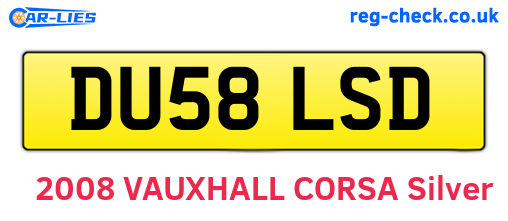 DU58LSD are the vehicle registration plates.