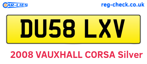 DU58LXV are the vehicle registration plates.