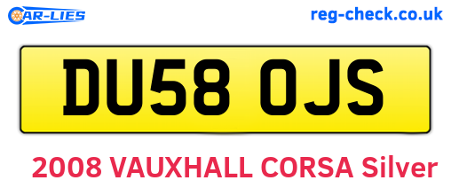 DU58OJS are the vehicle registration plates.