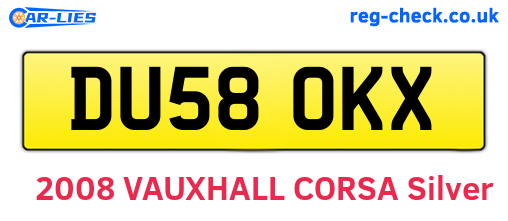 DU58OKX are the vehicle registration plates.