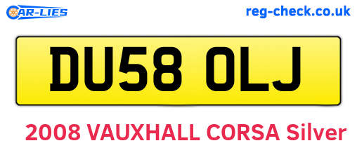 DU58OLJ are the vehicle registration plates.