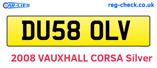 DU58OLV are the vehicle registration plates.