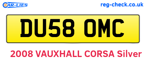 DU58OMC are the vehicle registration plates.