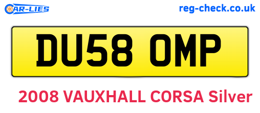 DU58OMP are the vehicle registration plates.