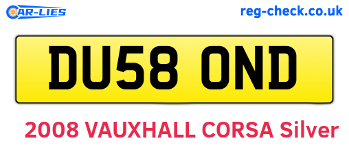 DU58OND are the vehicle registration plates.