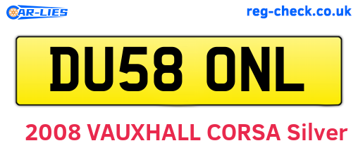 DU58ONL are the vehicle registration plates.