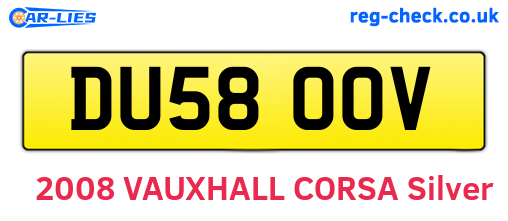 DU58OOV are the vehicle registration plates.
