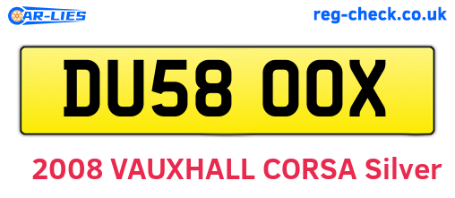 DU58OOX are the vehicle registration plates.
