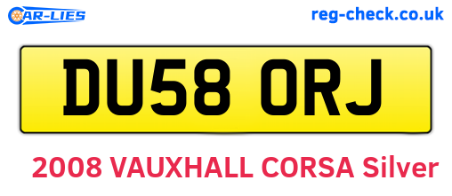 DU58ORJ are the vehicle registration plates.