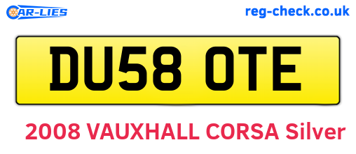 DU58OTE are the vehicle registration plates.