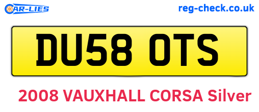 DU58OTS are the vehicle registration plates.