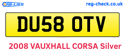 DU58OTV are the vehicle registration plates.