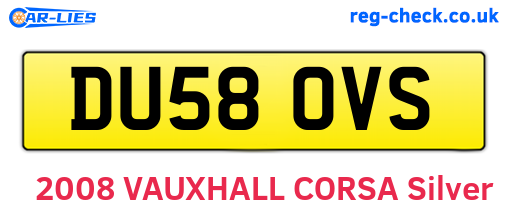 DU58OVS are the vehicle registration plates.
