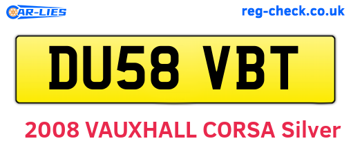 DU58VBT are the vehicle registration plates.