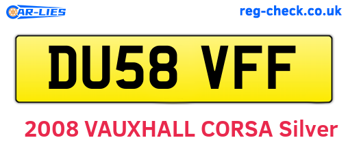 DU58VFF are the vehicle registration plates.