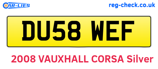 DU58WEF are the vehicle registration plates.