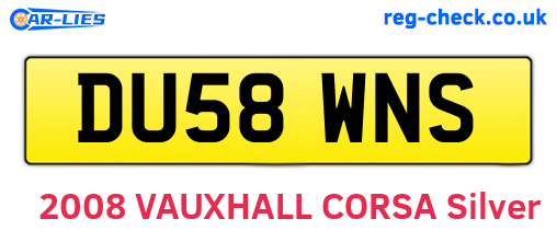 DU58WNS are the vehicle registration plates.