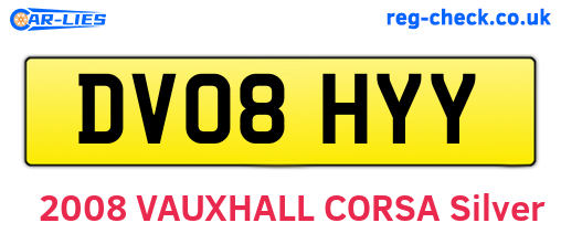 DV08HYY are the vehicle registration plates.