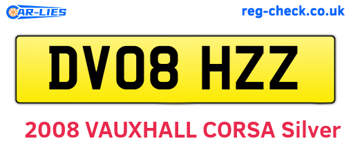 DV08HZZ are the vehicle registration plates.