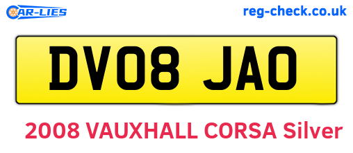 DV08JAO are the vehicle registration plates.