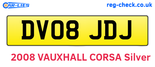 DV08JDJ are the vehicle registration plates.