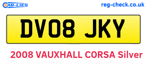 DV08JKY are the vehicle registration plates.