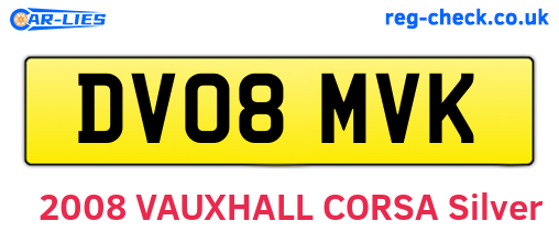 DV08MVK are the vehicle registration plates.