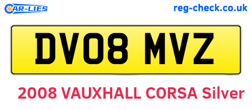 DV08MVZ are the vehicle registration plates.